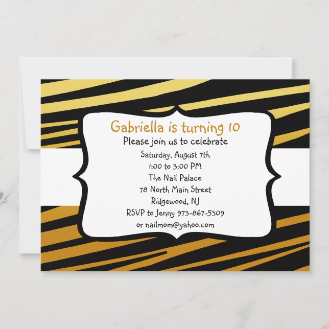 Tiger Striped Birthday Invitation (Front)