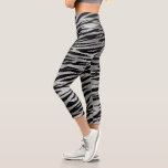 Tiger Stripes Animal Fur Metallic Silver Capri Leggings<br><div class="desc">This design may be personalised by choosing the customise option to add text or make other changes. If this product has the option to transfer the design to another item, please make sure to adjust the design to fit if needed. Contact me at colorflowcreations@gmail.com if you wish to have this...</div>