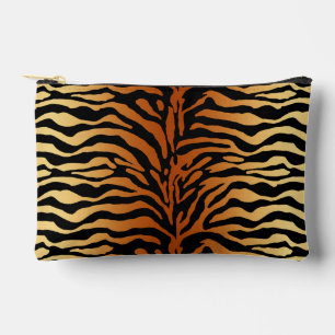 Tiger Stripes Animal Print, Amber, Black and Tan Accessory Pouch