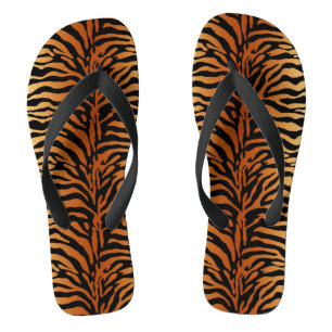 Tiger Stripes Animal Print, Amber, Black and Tan Jandals