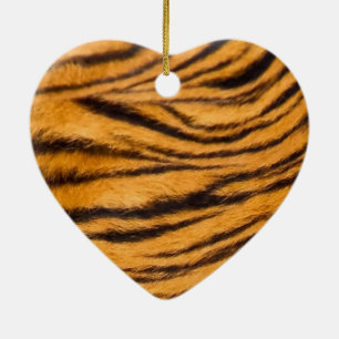 Tiger Stripes Fur Black and Orange Personalise it Ceramic Tree Decoration