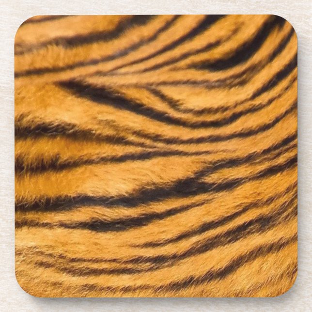 Tiger Stripes Fur Black and Orange Personalize it Coaster (Front)