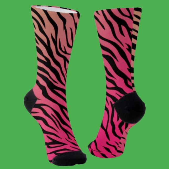 Tiger Stripes Gradient Crew Socks – Pink & Orange  (Creator Uploaded)