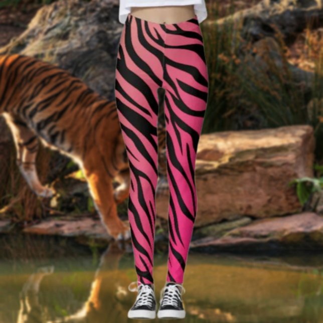 Tiger Stripes Gradient Leggings – Pink & Orange (Creator Uploaded)