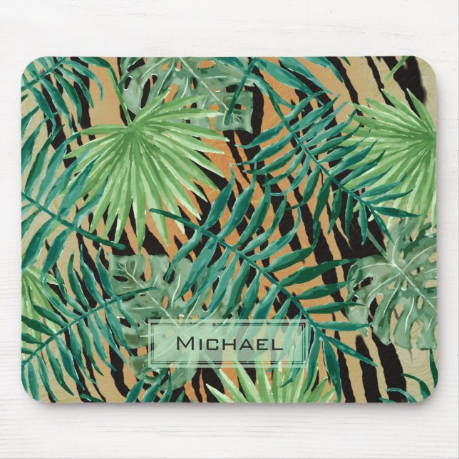 Tiger Stripes Jungle Camouflage Personalised Mouse Pad (Front)