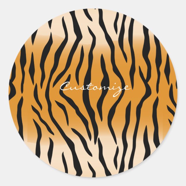 Tiger Stripes Pattern Thunder_Cove Classic Round Sticker (Front)