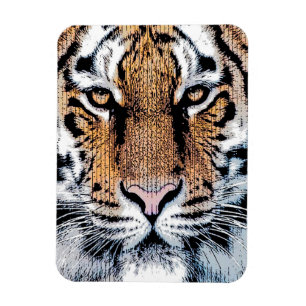 Tiger stripes Portrait in Graphic Press Style Magnet