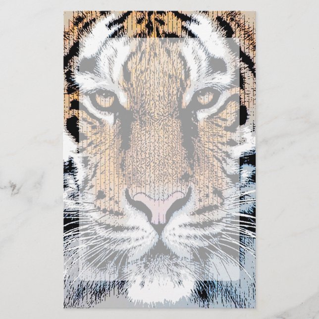 Tiger stripes Portrait in Graphic Press Style Stationery (Front)
