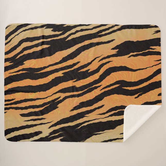 Tiger Stripes Sherpa Blanket (Front (Horizontal))