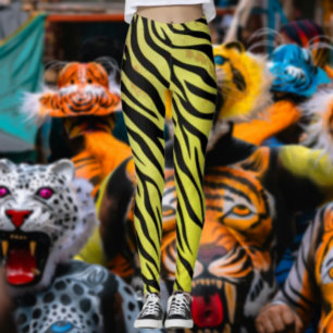 Tiger Stripes Yellow Leggings – Bold Animal Print 