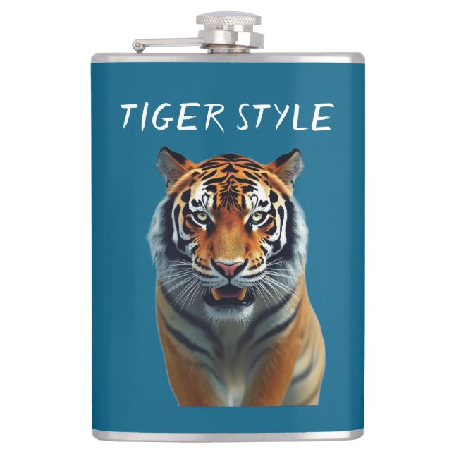 Tiger Style – Wild Energy Graphic Hip Flask (Front)