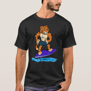 Tiger surfer on hydrofoil surfboard T-Shirt