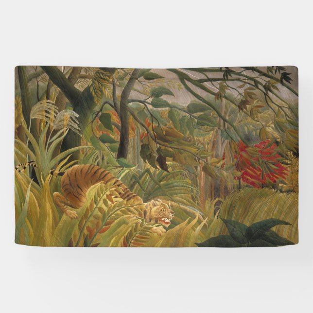 Tiger Surprised in a Tropical Storm Banner (Horizontal)
