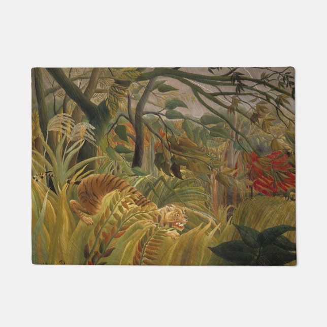 Tiger Surprised in a Tropical Storm Doormat (Front)