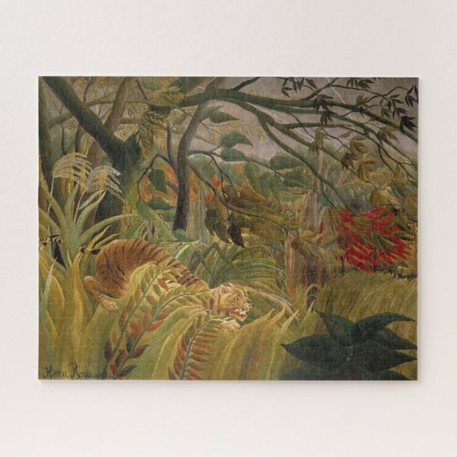 Tiger Surprised in a Tropical Storm Jigsaw Puzzle (Horizontal)