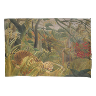 Tiger Surprised in a Tropical Storm Pillowcase