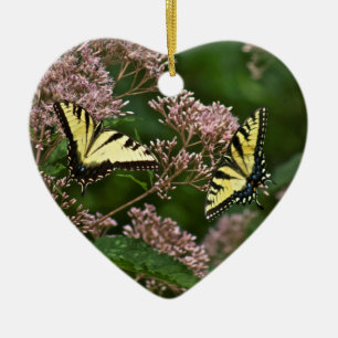 Tiger Swallowtail Butterflies on Joe Pye Weed Ceramic Tree Decoration