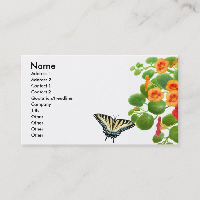 Tiger Swallowtail Butterfly Business Card (Front)