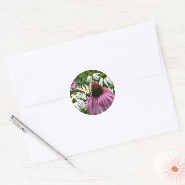 Tiger Swallowtail Butterfly Coneflower Stickers (Envelope)