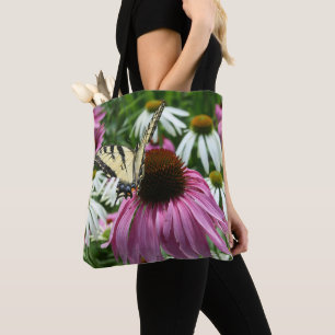 Tiger Swallowtail Butterfly On Coneflower Tote Bag