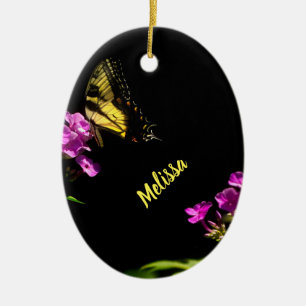 Tiger Swallowtail Butterfly on Phlox Ceramic Tree Decoration