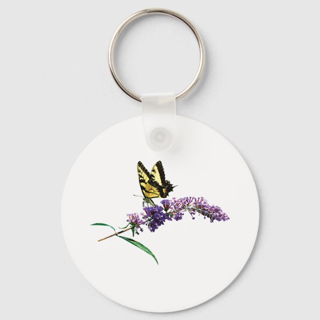 Tiger Swallowtail on Purple Butterfly Bush Key Ring (Front)