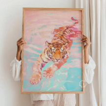 Tiger Swimming Pastels Painting – Nursery 