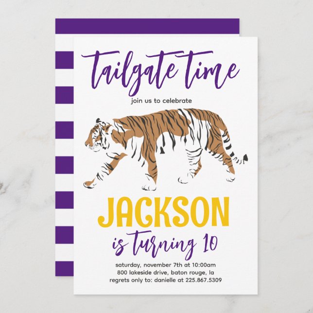 Tiger Tailgate Birthday Invite (Front/Back)