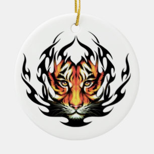 Tiger Tattoo Ceramic Tree Decoration