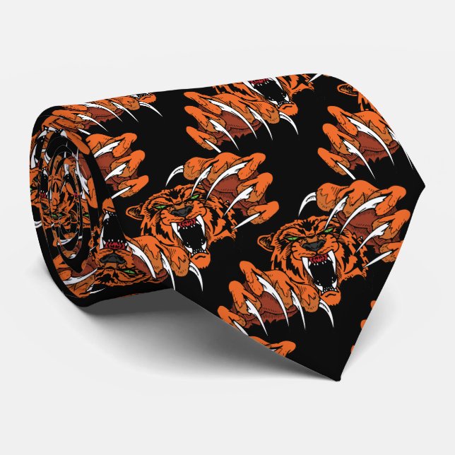 Tiger Team Mascot Football Basketball Necktie (Rolled)