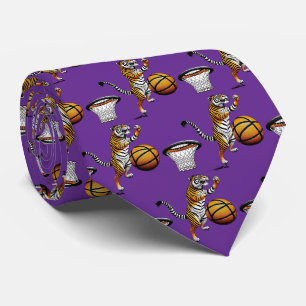 Tiger Team Sports Mascot Basketball Necktie