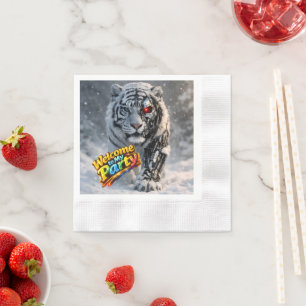 Tiger tech themed birthday party napkins