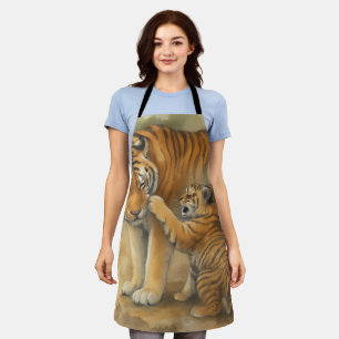 Tiger Tenderness - Parent and Cub in Forest Apron