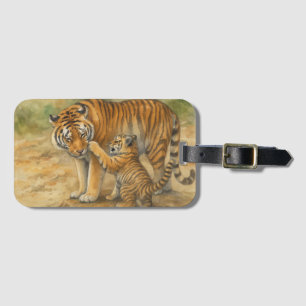 Tiger Tenderness - Parent and Cub in Forest Luggage Tag