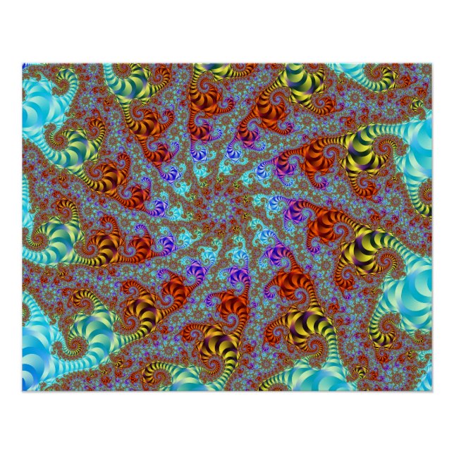 Tiger Tendril Spiral Fractal Pattern Poster (Front)