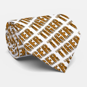 Tiger Text Tiger Print Team Mascot Necktie