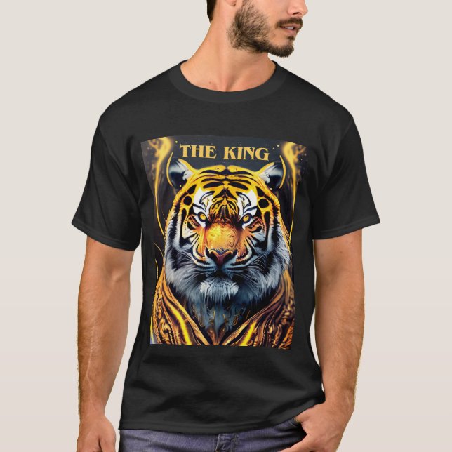 Tiger The King Golden Yellow and Black  T-Shirt (Front)
