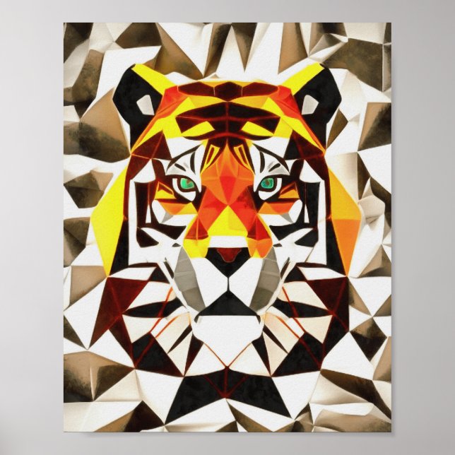 Tiger Tiger Fearful Symmetry Geometric Art Poster (Front)
