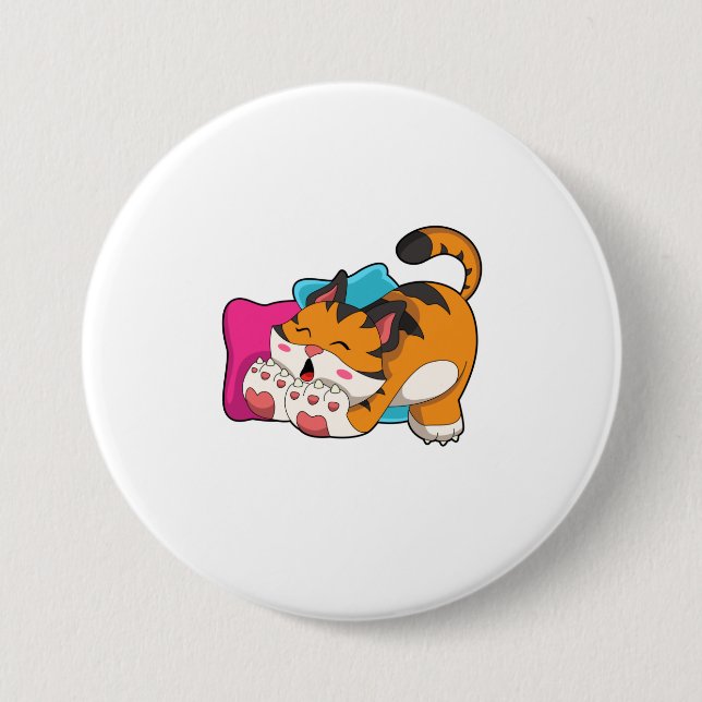 Tiger tired 7.5 cm round badge (Front)