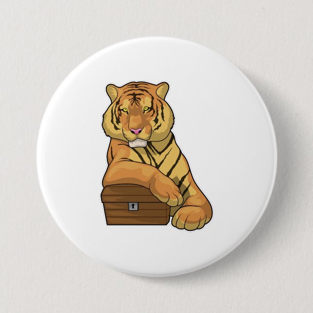 Tiger Treasure chest 7.5 Cm Round Badge (Front)