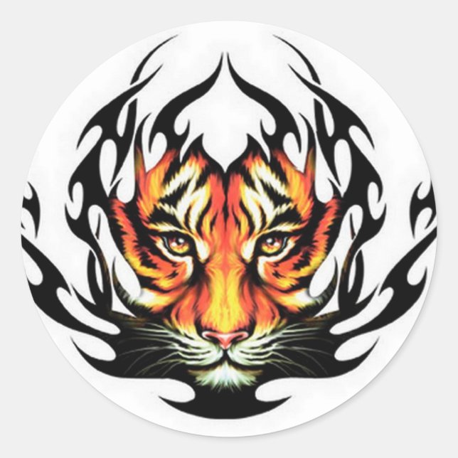 Tiger Tribal Classic Round Sticker (Front)