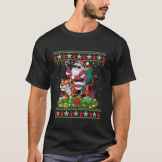 Tiger Ugly Xmas Sweater Style Santa Riding Tiger C