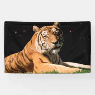 Tiger under the stars Banner