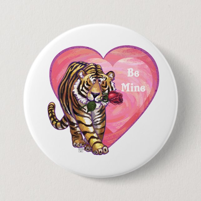 Tiger Valentine's Day 7.5 Cm Round Badge (Front)
