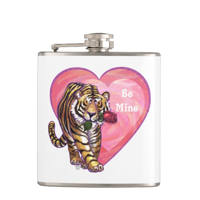 Tiger Valentine's Day Hip Flask (Front)