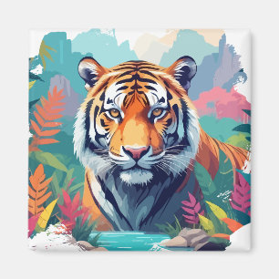 Tiger Vector Art Animal Majestic Nature Wildlife Magnet