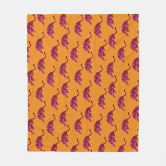Tiger - Vibrant Pink Fleece Blanket