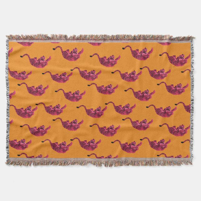 Tiger - Vibrant Pink Throw Blanket (Front)