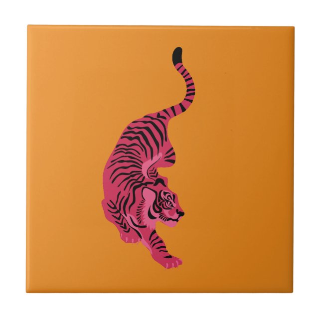 Tiger - Vibrant Pink Tile (Front)