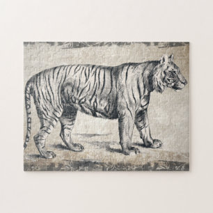 Tiger Vintage Wildlife Grunge Decorative Jigsaw Puzzle